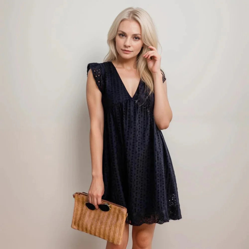 Sommerkjole med lommer og integrert shorts