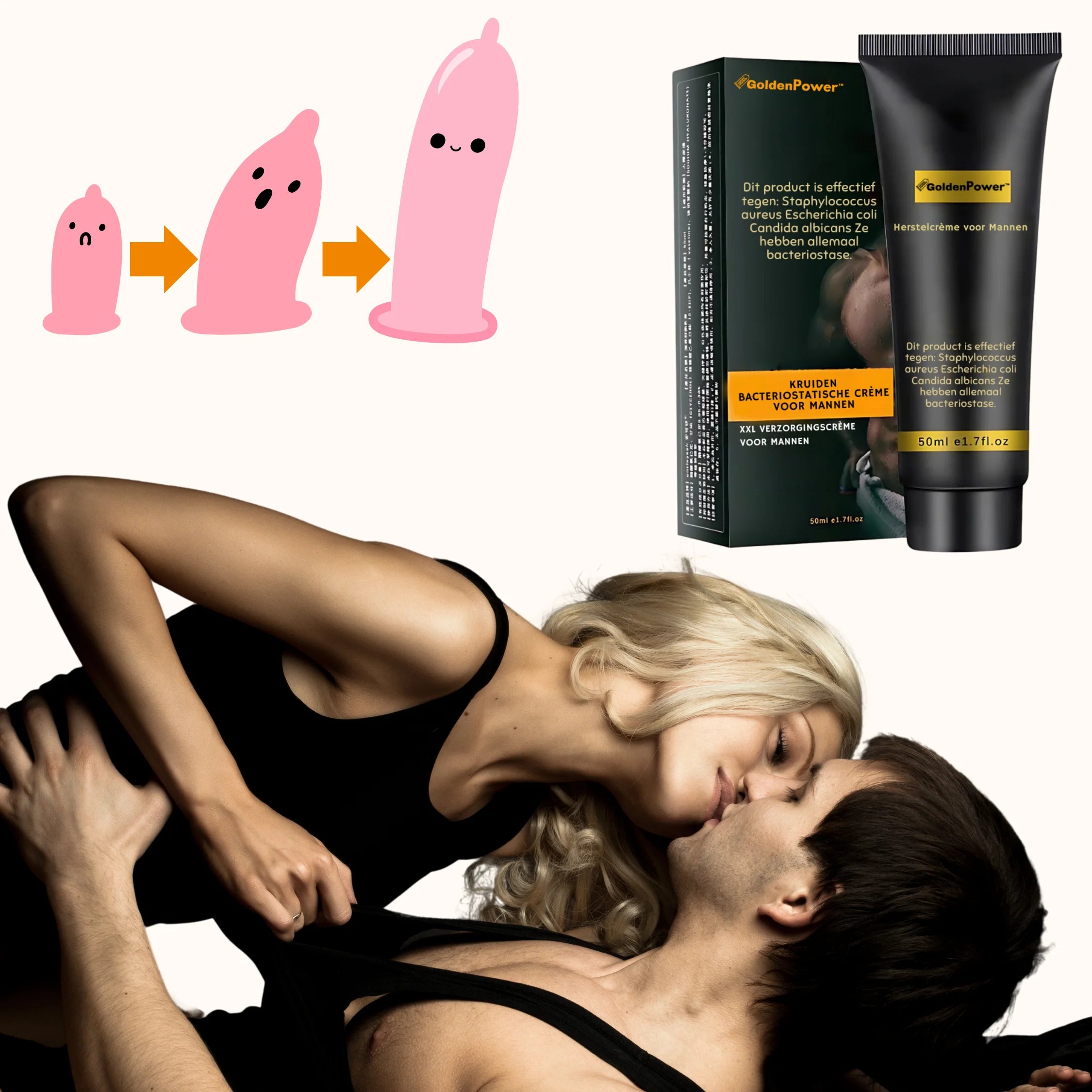 GoldenPower™ krem | Forstørre penis med 10 cm på 4 uker og hold opptil 2 timer lenger!