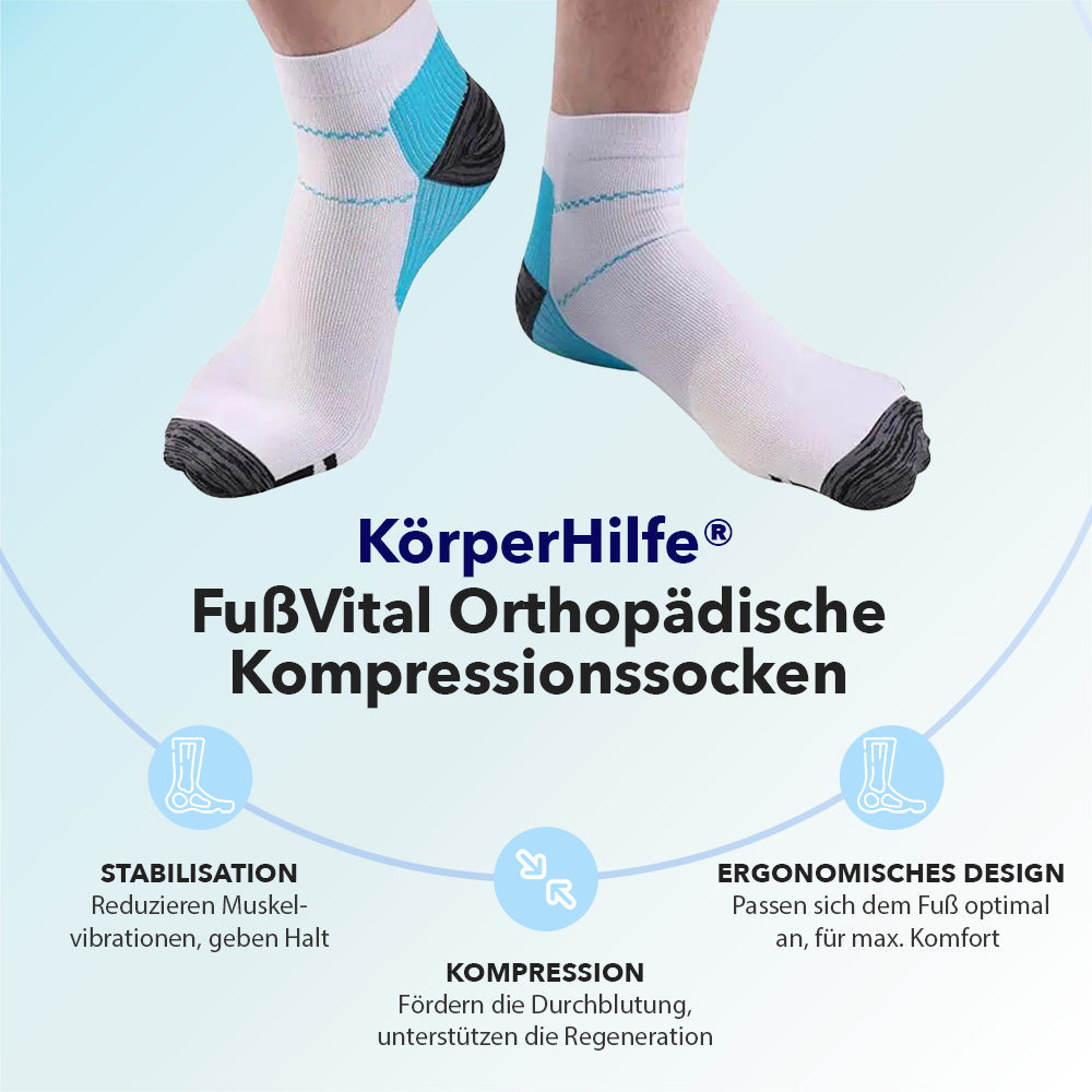 KörperHilfe® FußVital Pro - Orthopädische Kompressionssocken für den Alltag