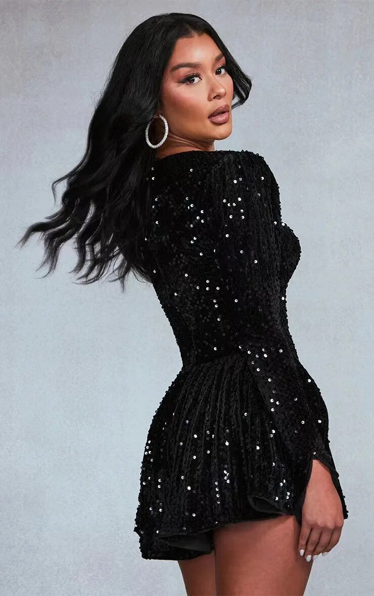 Kate - Glitter Black Dress