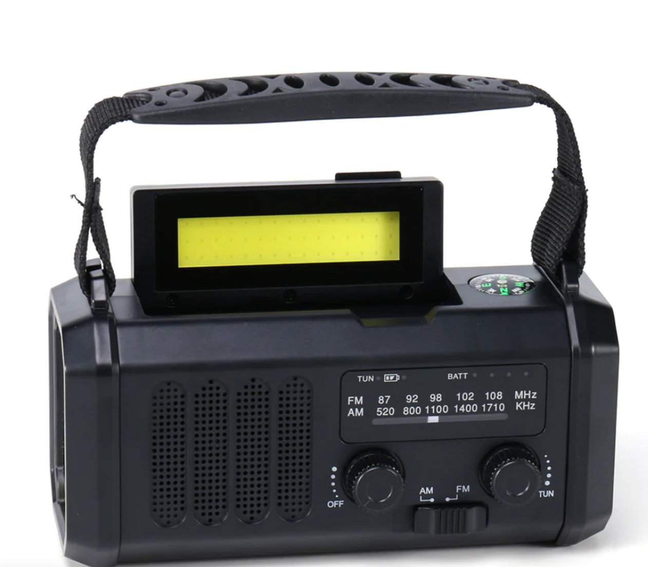 Nødradio - innebygd powerbank på 10 000 mAh, lampe og sveivgenerator