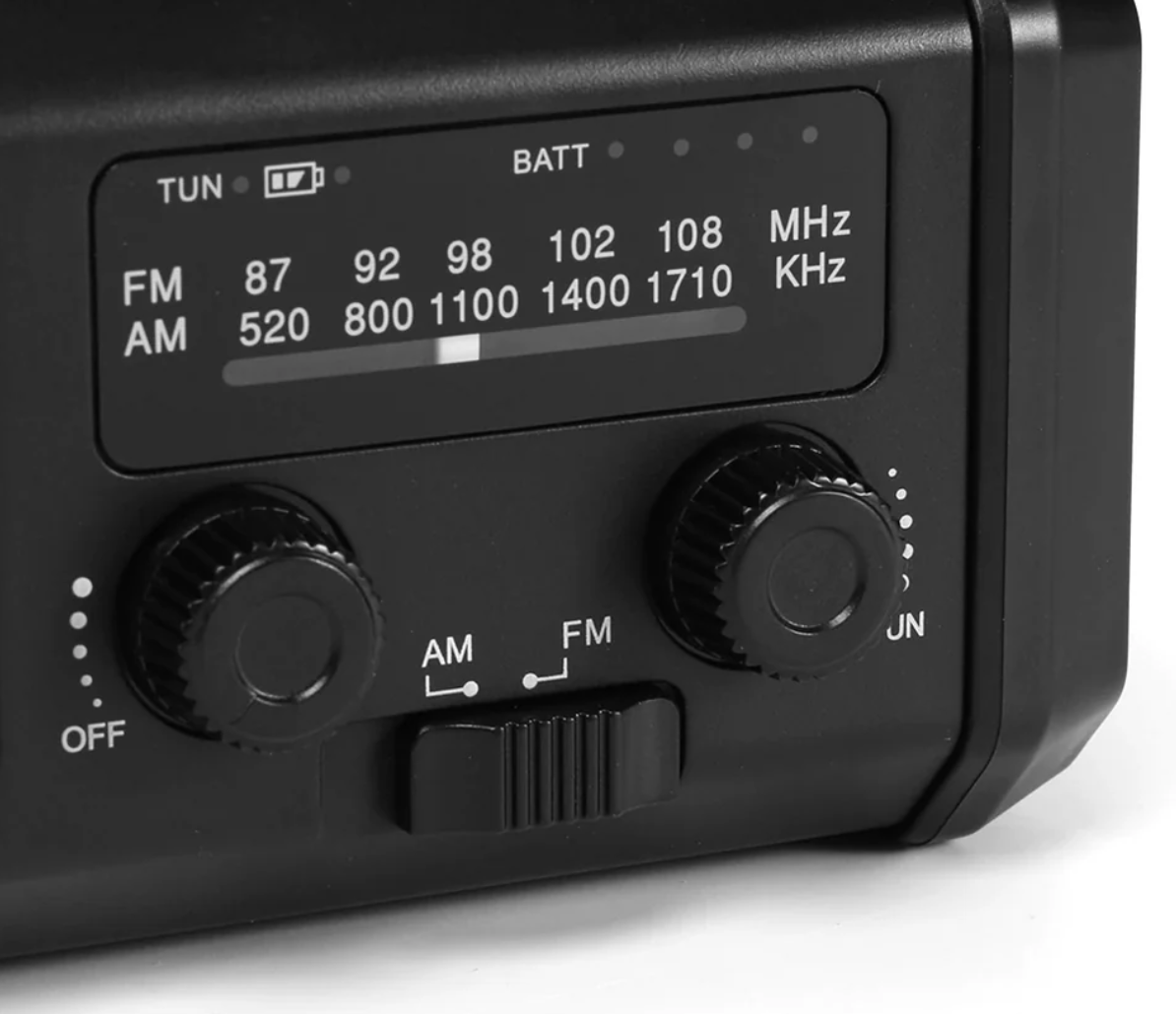 Nødradio - innebygd powerbank på 10 000 mAh, lampe og sveivgenerator