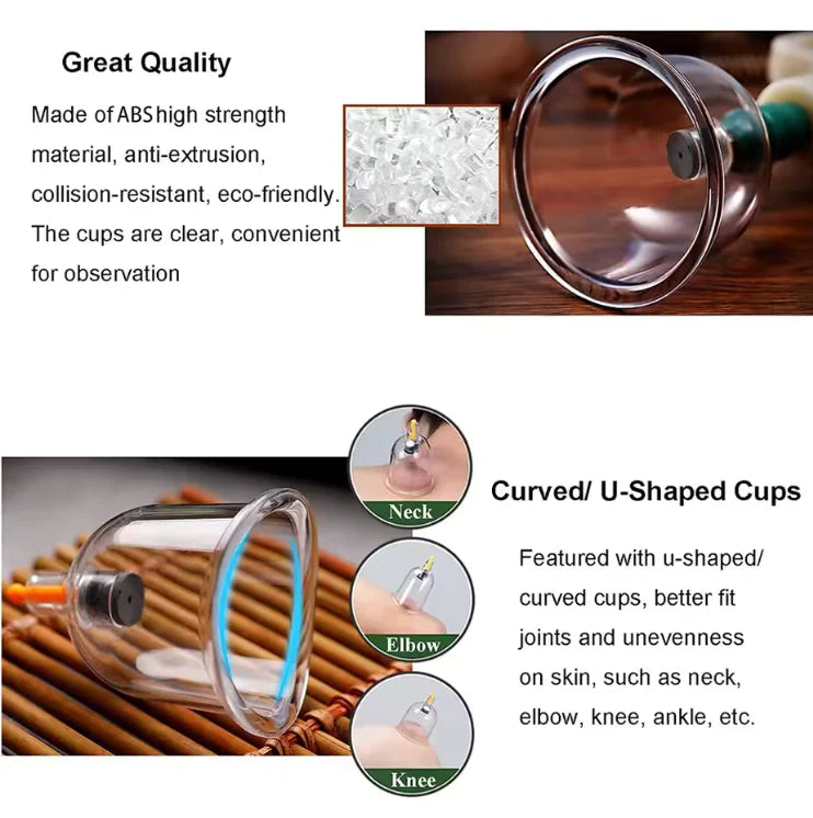 Set med 12 massagekoppar - lindrar muskel och ledvärk