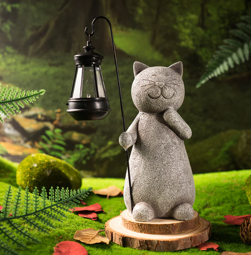 Goodeco Kattefigur med Solenergi - Hageornament med Sollykt
