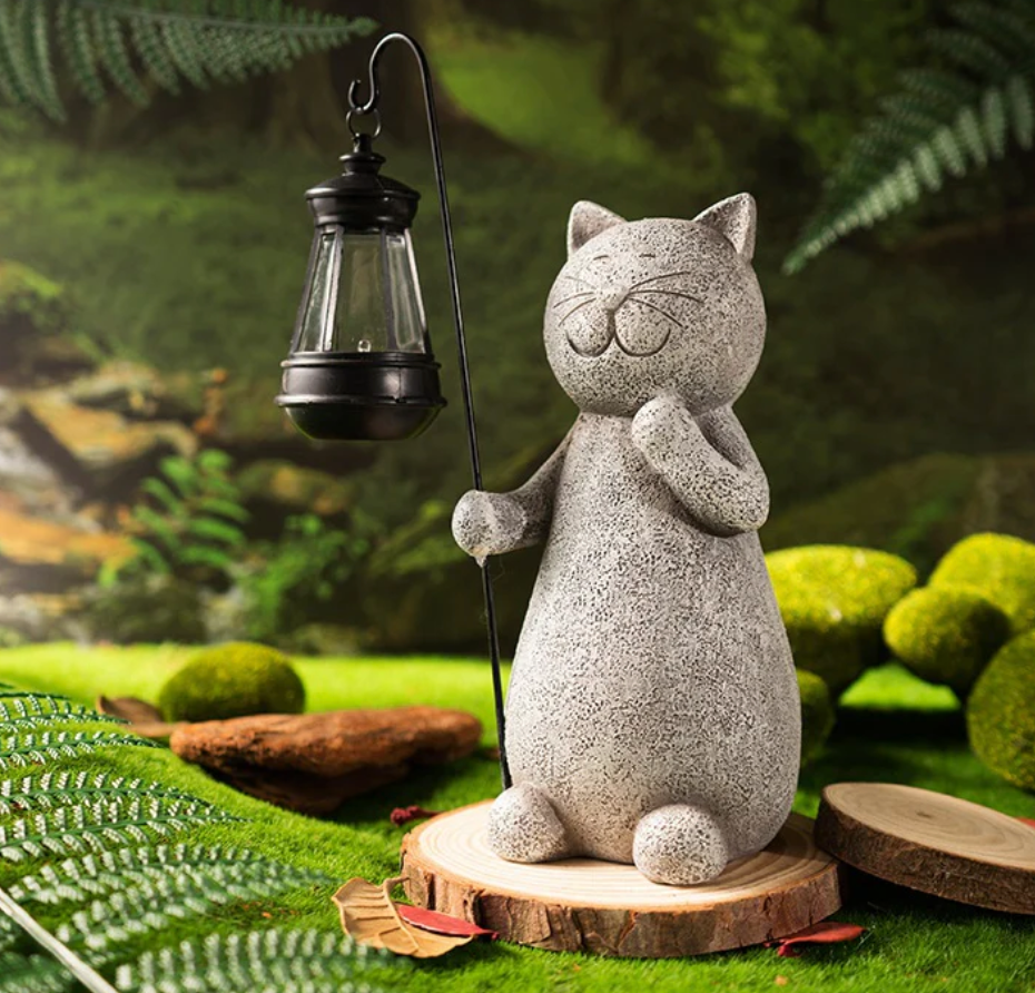 Goodeco Kattefigur med Solenergi - Hageornament med Sollykt