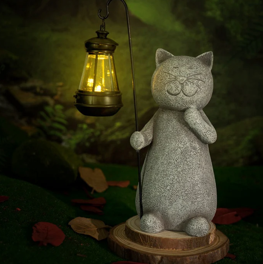 Goodeco Kattefigur med Solenergi - Hageornament med Sollykt