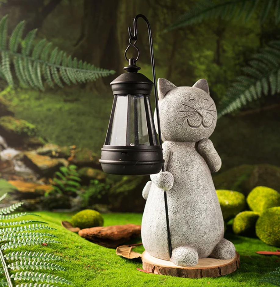 Goodeco Kattefigur med Solenergi - Hageornament med Sollykt