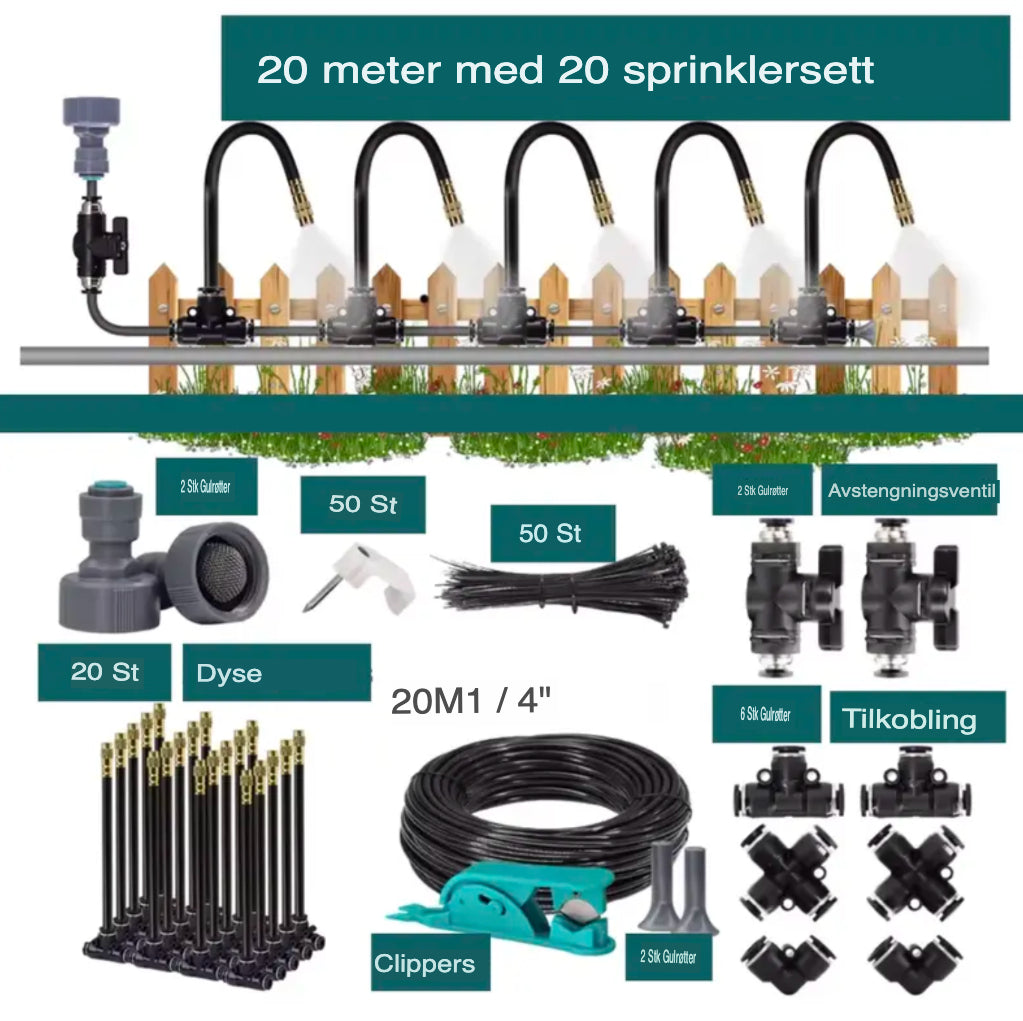 Automatisk vanningssystem for planter - Sett med slanger og ventiler