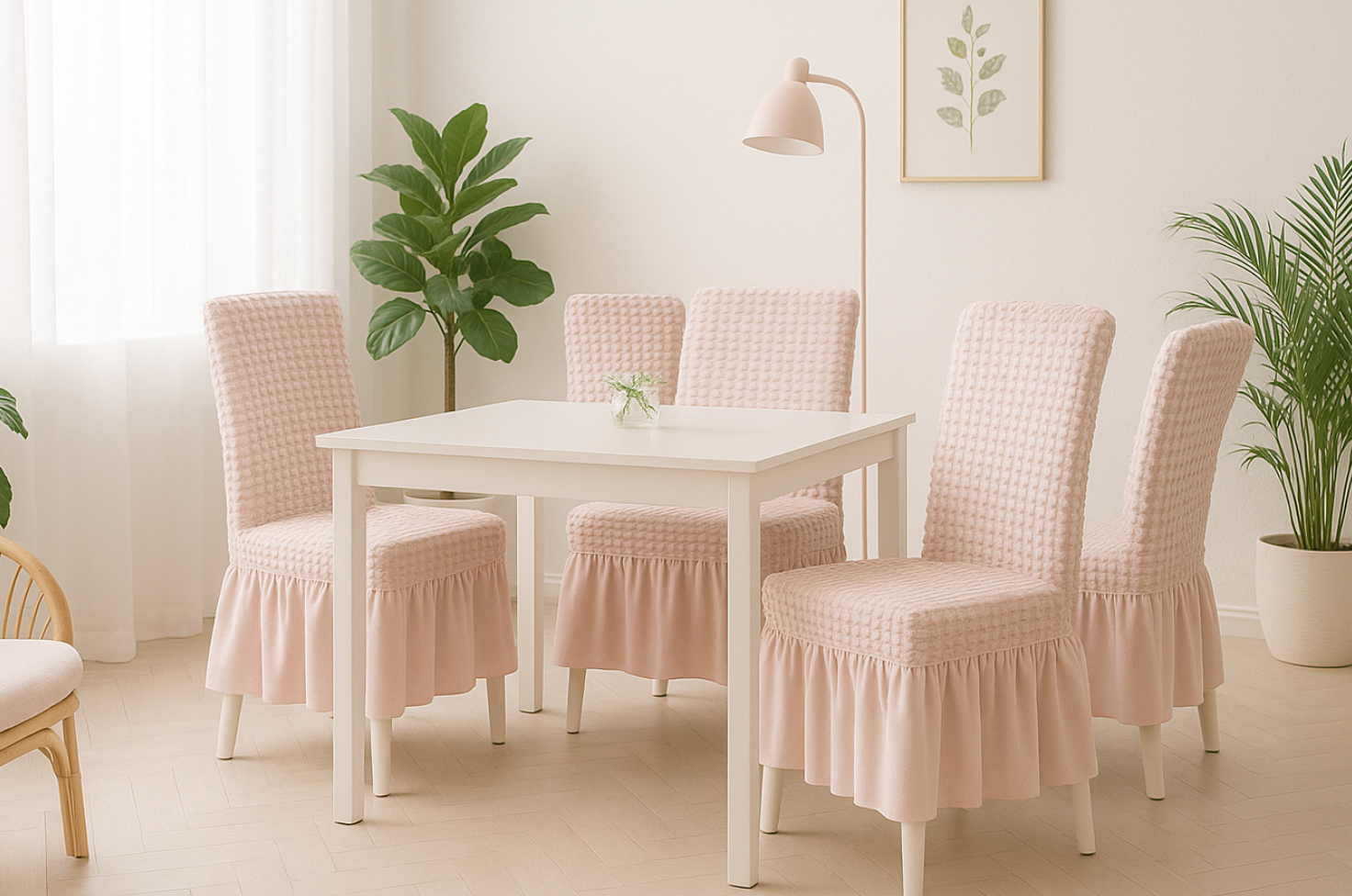 Stolsöverdrag med Skörtdetalj – Perfekt för Bröllop, Fester och Heminredning