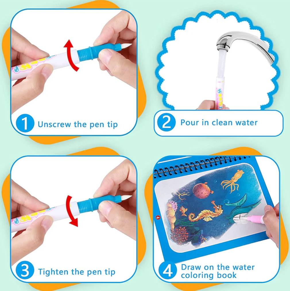 Magic Water Book – Magisk Målarbok med Vattenpenna