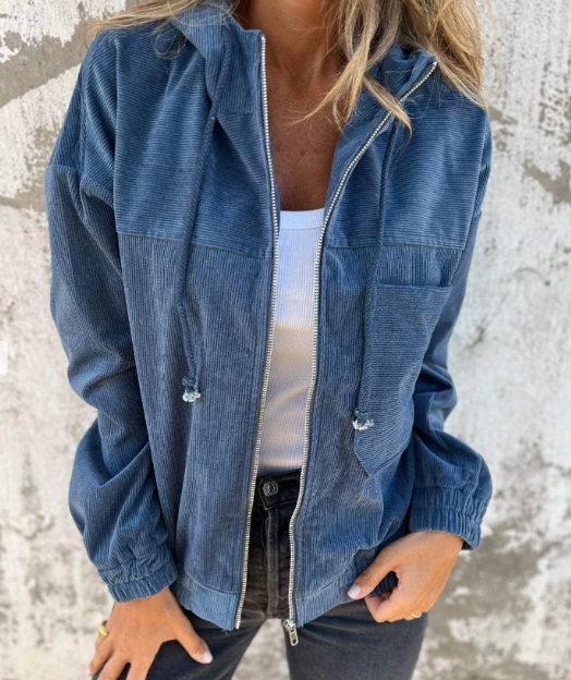 Ella™ | Corduroy capuchonjack met rits