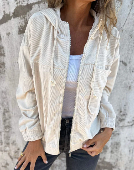 Ella™ | Corduroy capuchonjack met rits