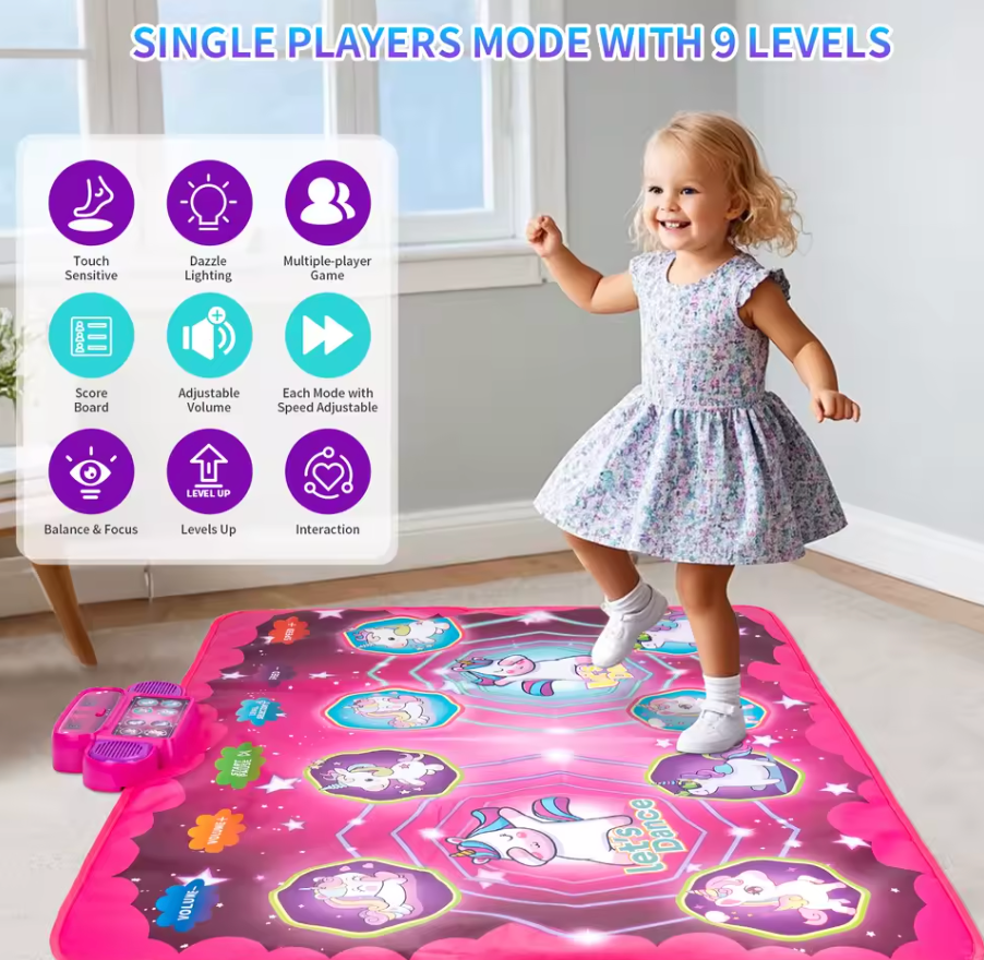 Elektronisk dansematte for barn – med Bluetooth & 9 nivåer av moro! 🎶