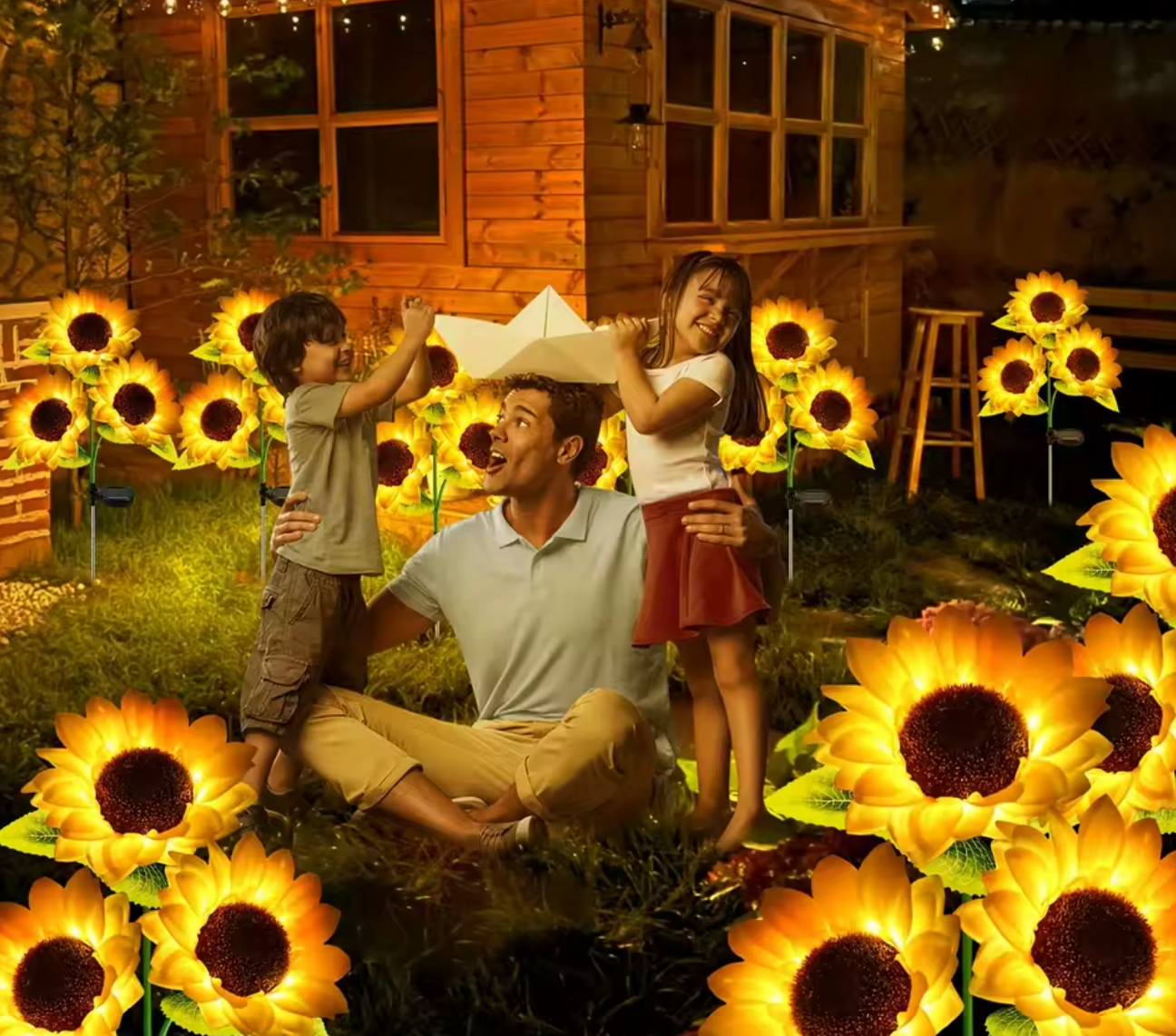 Vacker Trädgårdsbelysning med Realistisk Design & Automatisk Nattglöd