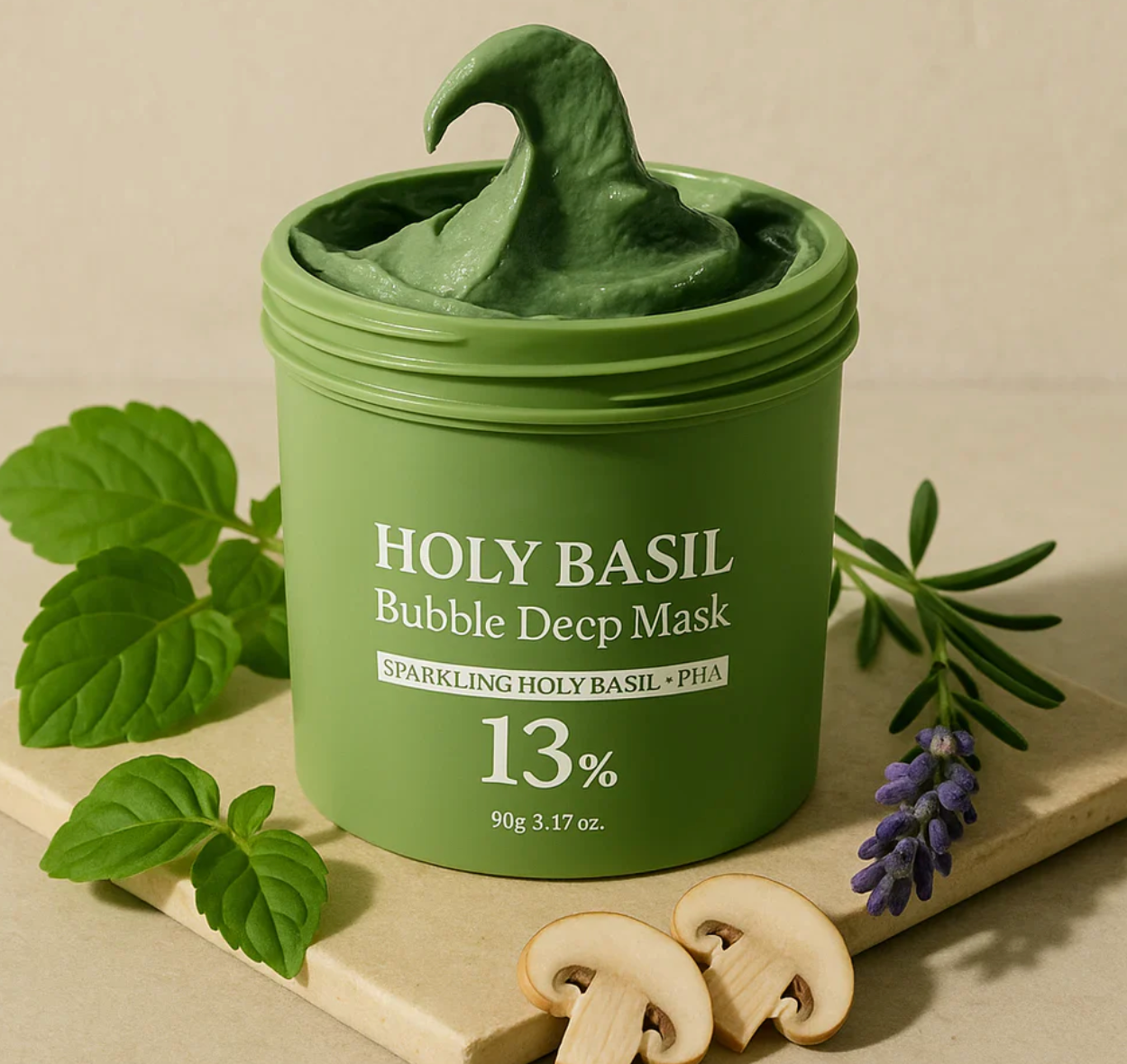 Holy Basil Deep Mask - Fräschare, klarare hy på 8 minuter. Inga filter behövs