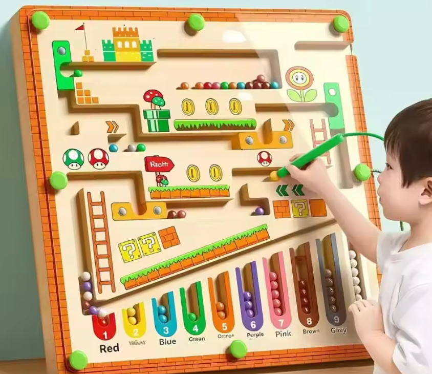 Magnetiskt Sorteringsspel i Trä – Montessori-inspirerad Lärandelek för Barn