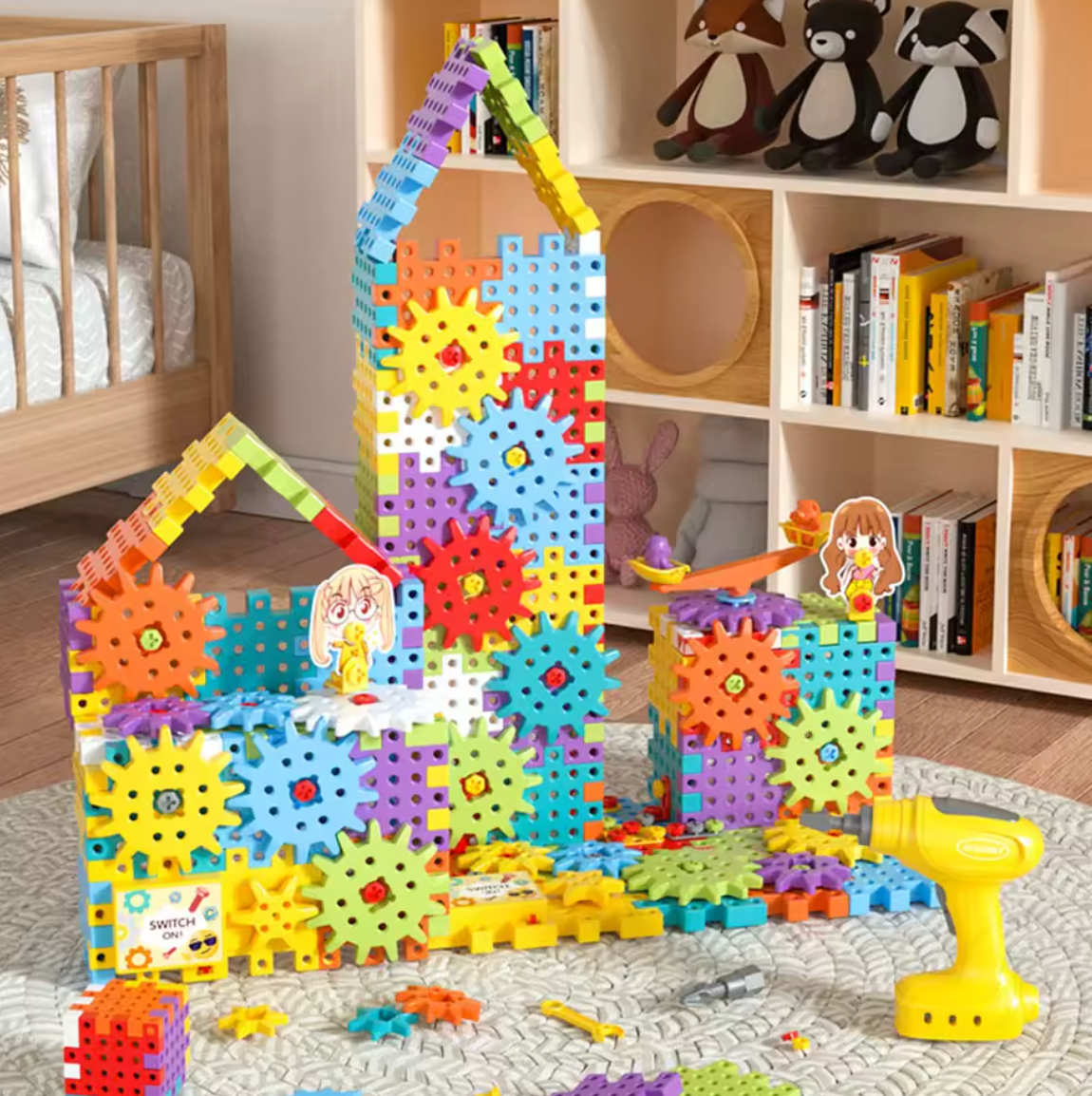 Elektriskt byggset med roterande kugghjul