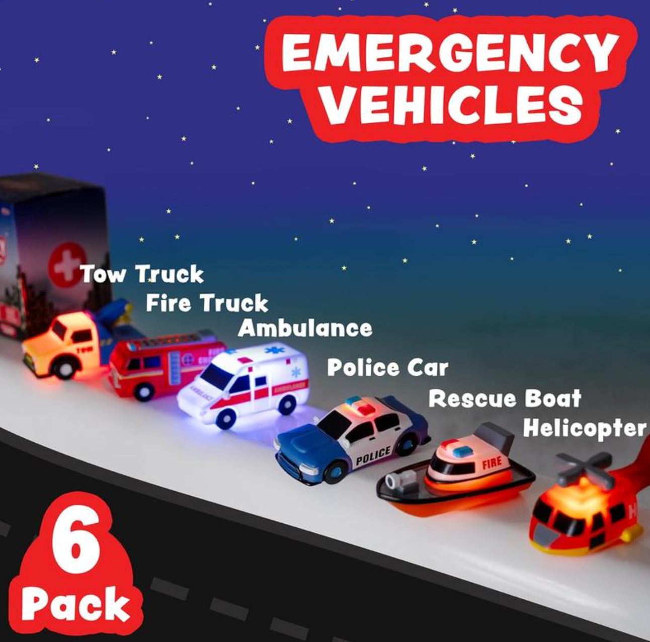 Tub Works™ Blinkende Utrykningskjøretøy – 6 (St)