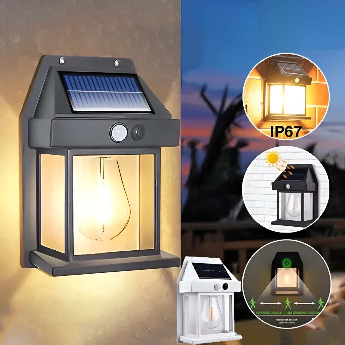 Luminaria™ - Vanntett solcellelampe med bevegelsessensor | 1+1 Gratis