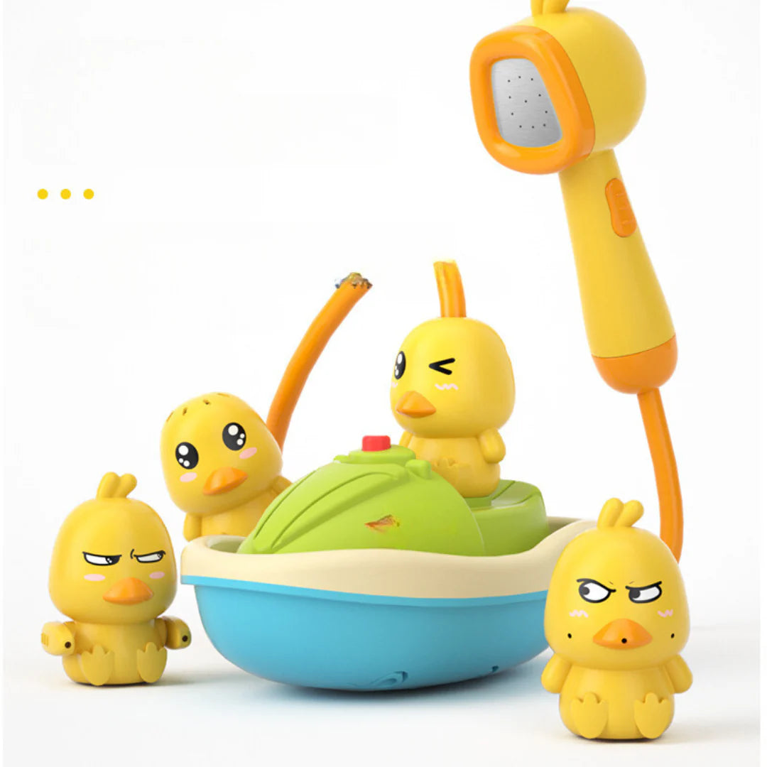 Ankfontän badleksak med duschmunstycke