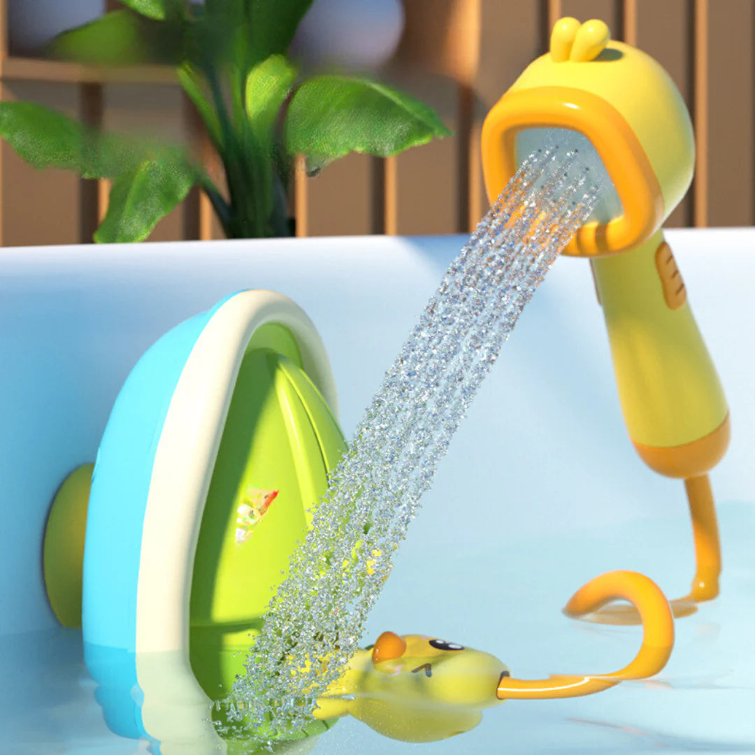 Ankfontän badleksak med duschmunstycke