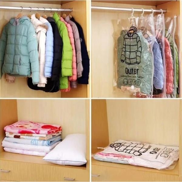 Hängande vakuumpåsar för klädförvaring (4-pack)