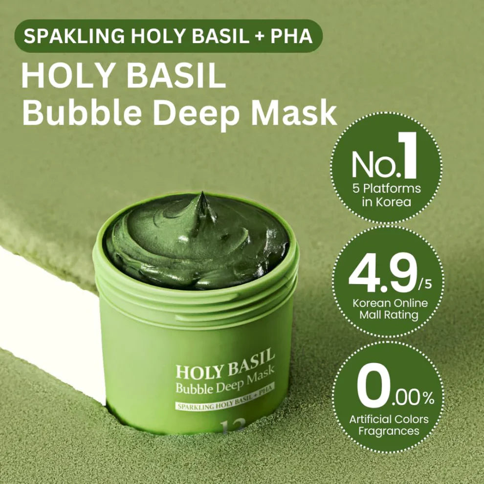 Holy Basil Deep Mask - Fräschare, klarare hy på 8 minuter. Inga filter behövs