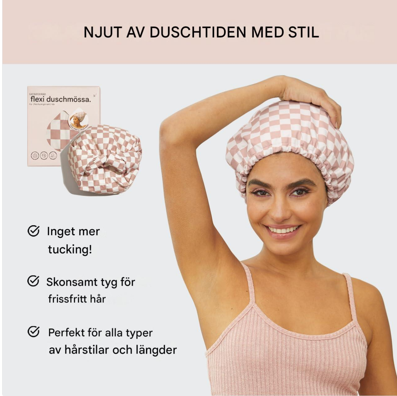 Återanvändbar Duschmössa för Kvinnor – Stor, Vattentät och Tvättbar